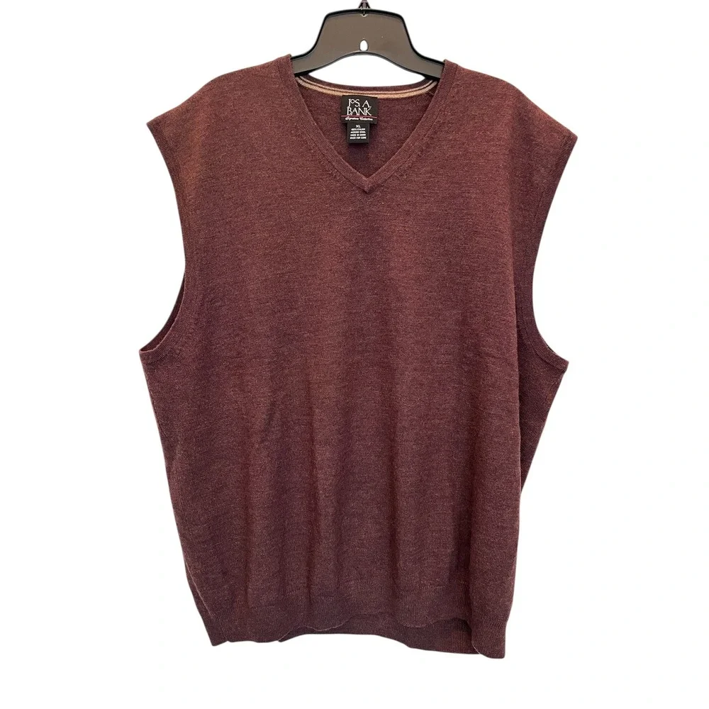 Jos. A. Bank Men's‎ Vest Sz XL Cocco Brown Grandpa Merino Wool Sweater Academia
